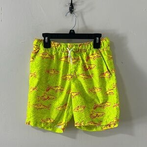 Cat & Jack Neon Green Shark Print Swim Shorts